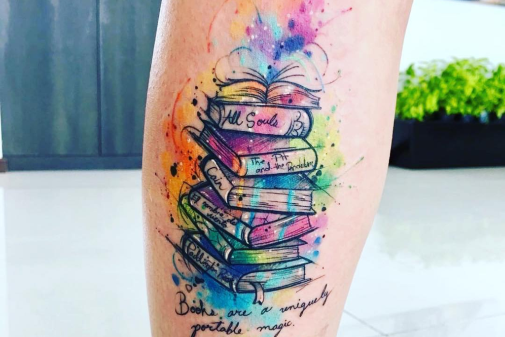 Tatuagem Aquarela de Livros