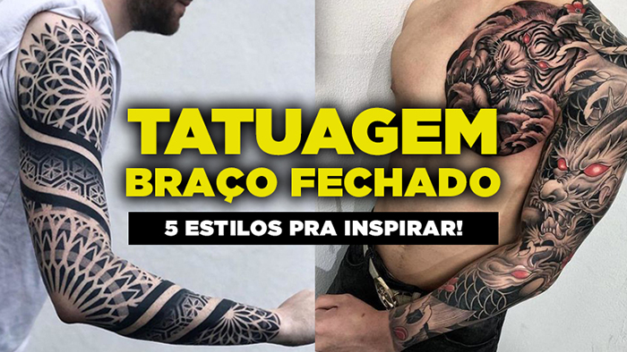 Exemplos de tatuagens de braço fechado: estilos inspiradores e modernos para você explorar e se inspirar.