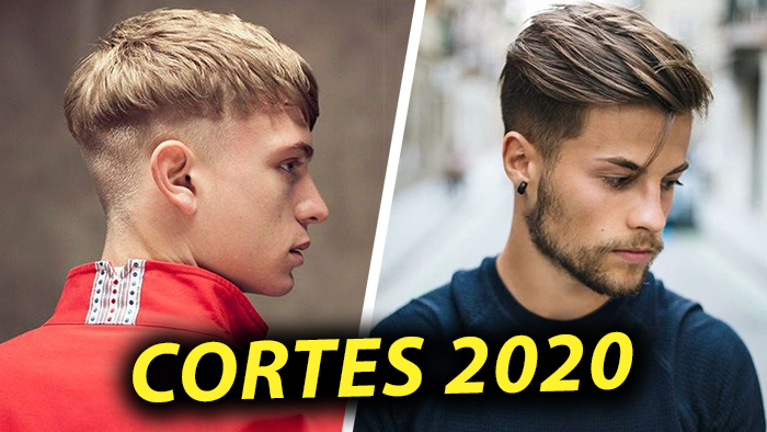 Dois estilos de cortes de cabelo masculinos modernos para 2020, com foco em textura e volume.