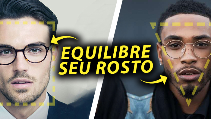 Dicas de óculos para equilibrar o formato do rosto de homens com diferentes estruturas faciais.