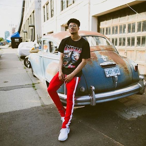 look masculino vermelho e preto252892529