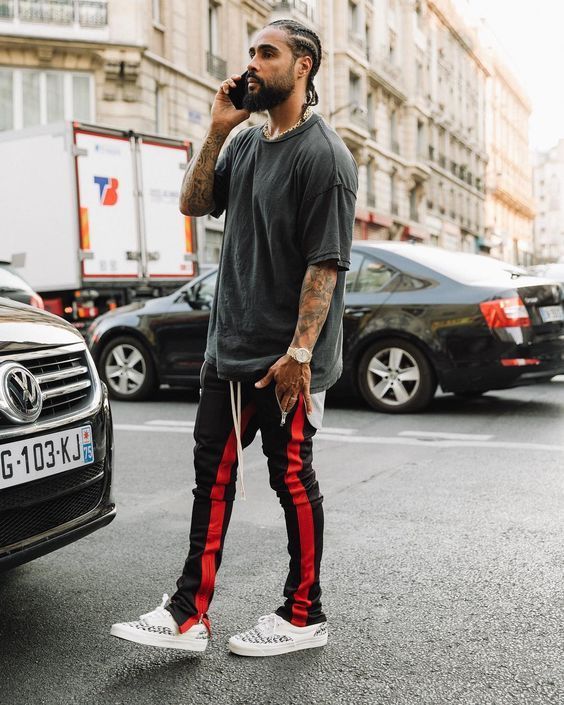 look masculino vermelho e preto2528102529