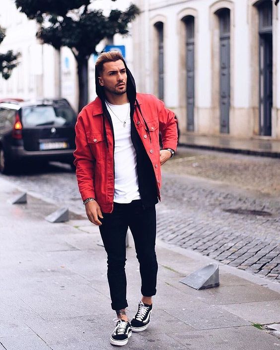 look masculino vermelho e preto252812529