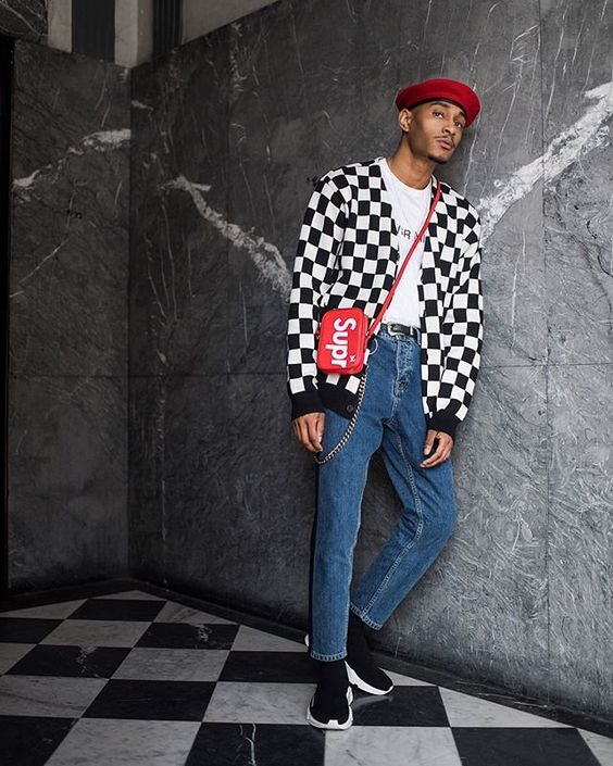 look masculino vermelho e preto2528212529