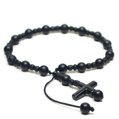 pulseira masculina em pedra agata e terco dunhill terco all black series key design