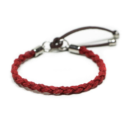 pulseira masculina em camurca kedar vermelha key design