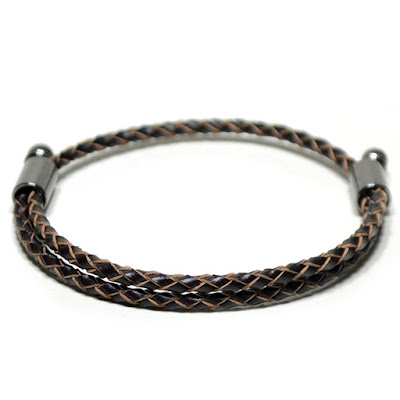 pulseira masculina em couro delvecchio black preta key design