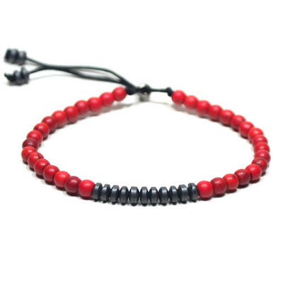pulseira em pedras vermelhas e hematita carbon red 2
