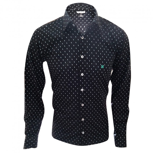 camisa masculina slim fit happy preta frente 1 1