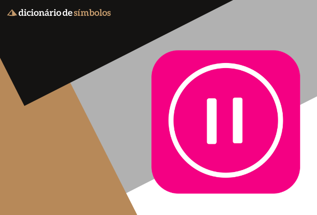 6-simbolos-que-a-gente-ve-todos-os-dias-e-nao-sabe-qual-a-origem-e-o-que-significam-2_xl Ícone de pausa rosa com fundo geométrico em tons de preto, cinza e marrom.