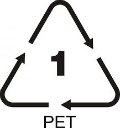 simbolos-de-reciclagem-2_xl Símbolo de reciclagem triangular com setas, número 1 no centro e "PET" escrito abaixo.