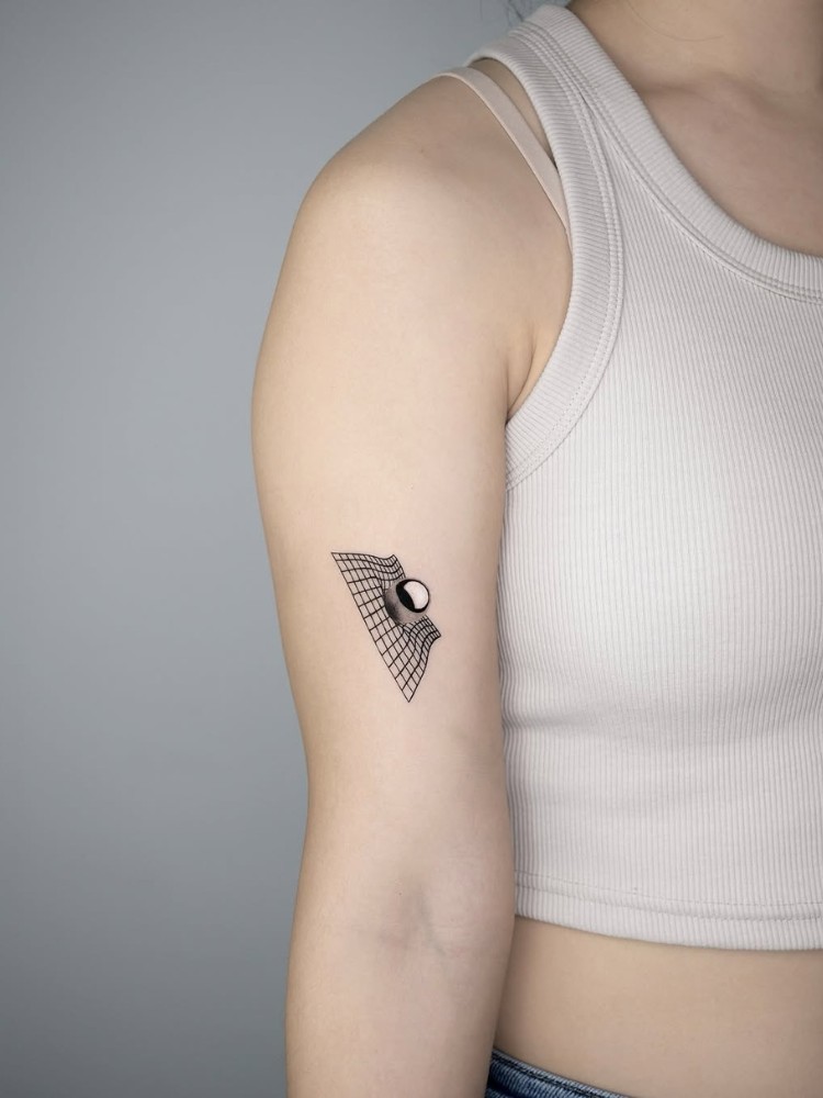 Tatuagem de desenho 3D da teoria da relatividade de Einstein